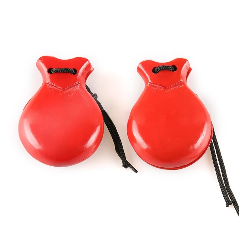 2Pcs Traditional Castanet Spanish Castanets Flamenco Dance Castanets with String Hand Clapper Orff Music Instrument