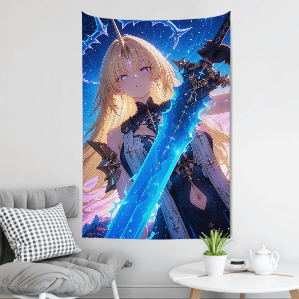 Fleurdelys Anime gra W-Wuthering Waves gobelin wystrój pokoju tkanina ścienna impreza wisząca tło wystrój pokoju pokój dziecięcy