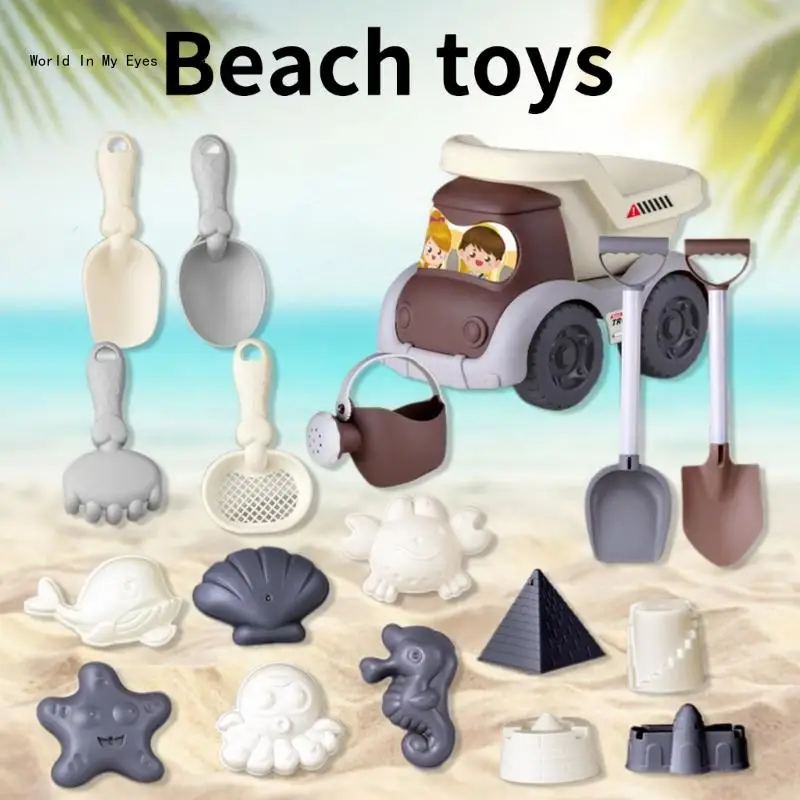 124D Beach Sand Bucket Toy for Child Sand Play Snow Shovel Trunk Cart Sandcastle Toy Funny Garden Sand Playset for Outdoor