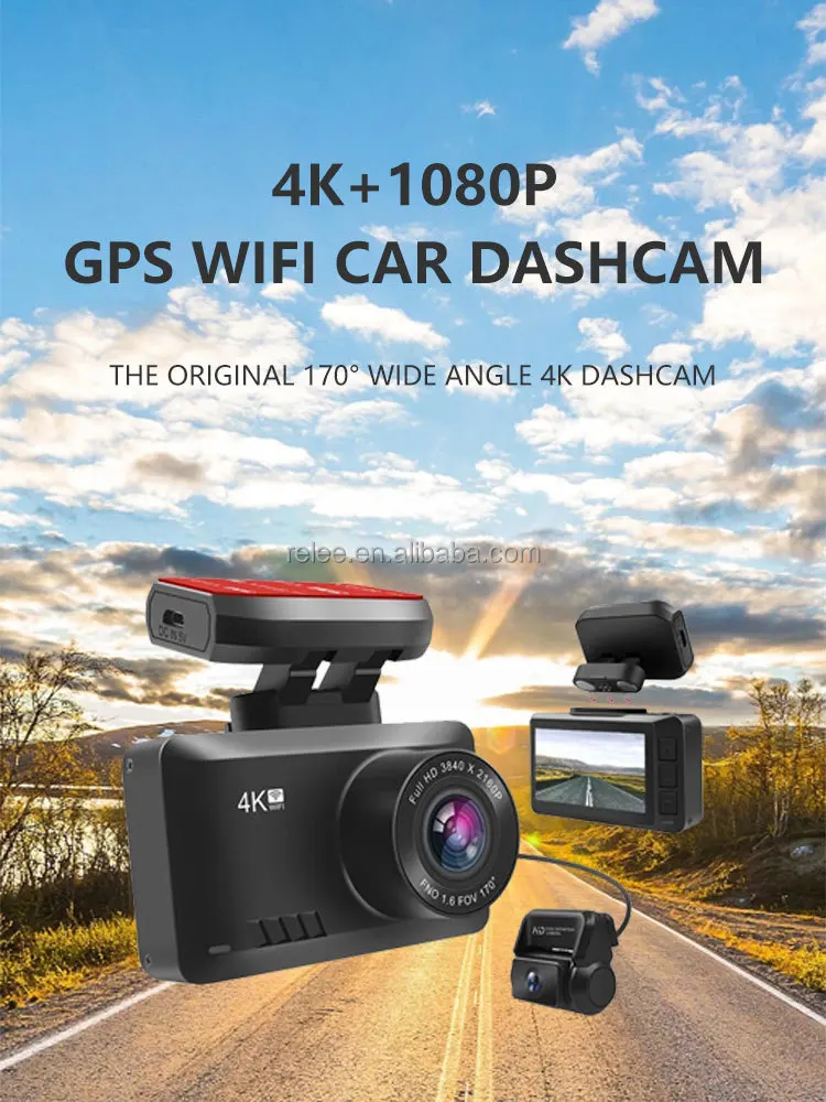 magntic mount DVR 170 Wide Angle 4K+1K 2Ch-Car DashCam SUPER night vision with WIFI GPS G-Sensor Loop Record support park mode