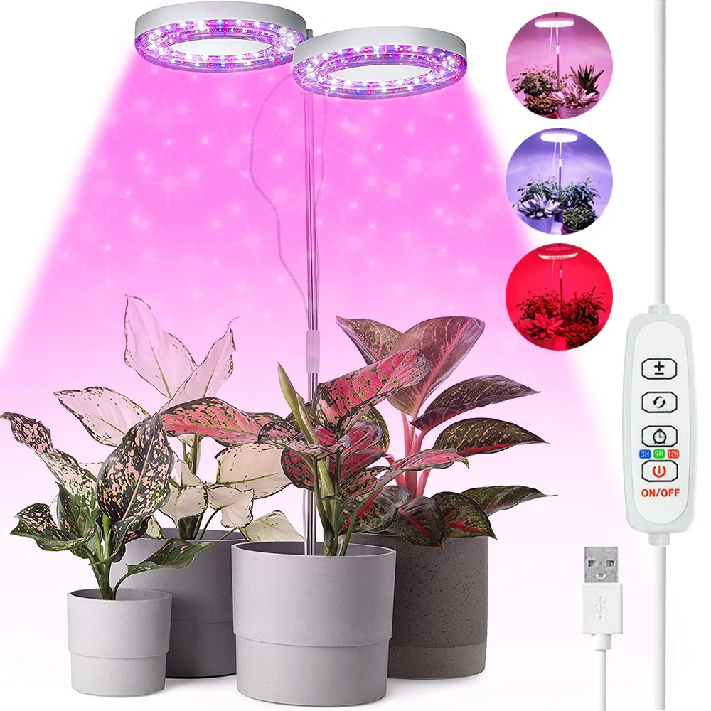 

Full Spectrum 72LED Grow Lights for Indoor Plants Halo Ring Lights Dimmable Hydroponics Veg Flower Phytolamp Height Adjustable