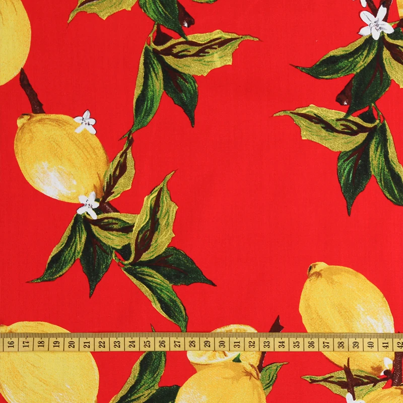 Spring/Summer Red Bottom Lemon Printed Cotton High Density Handmade Fabric