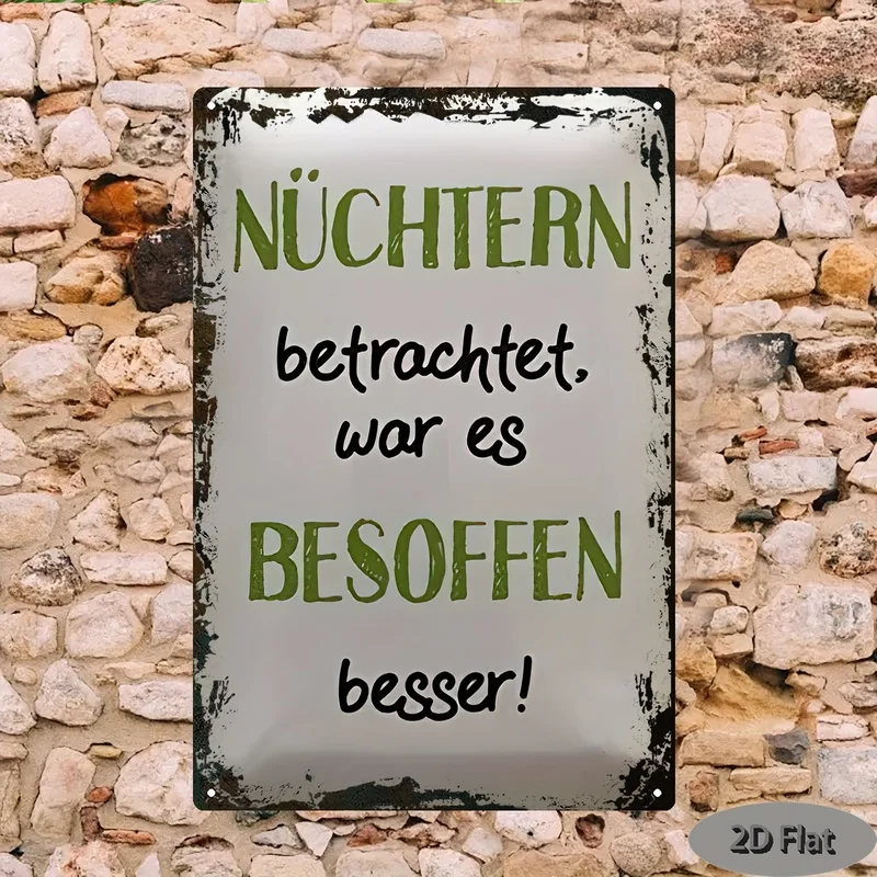 1pc Vintage Iron Wall Plaque with German Quote 