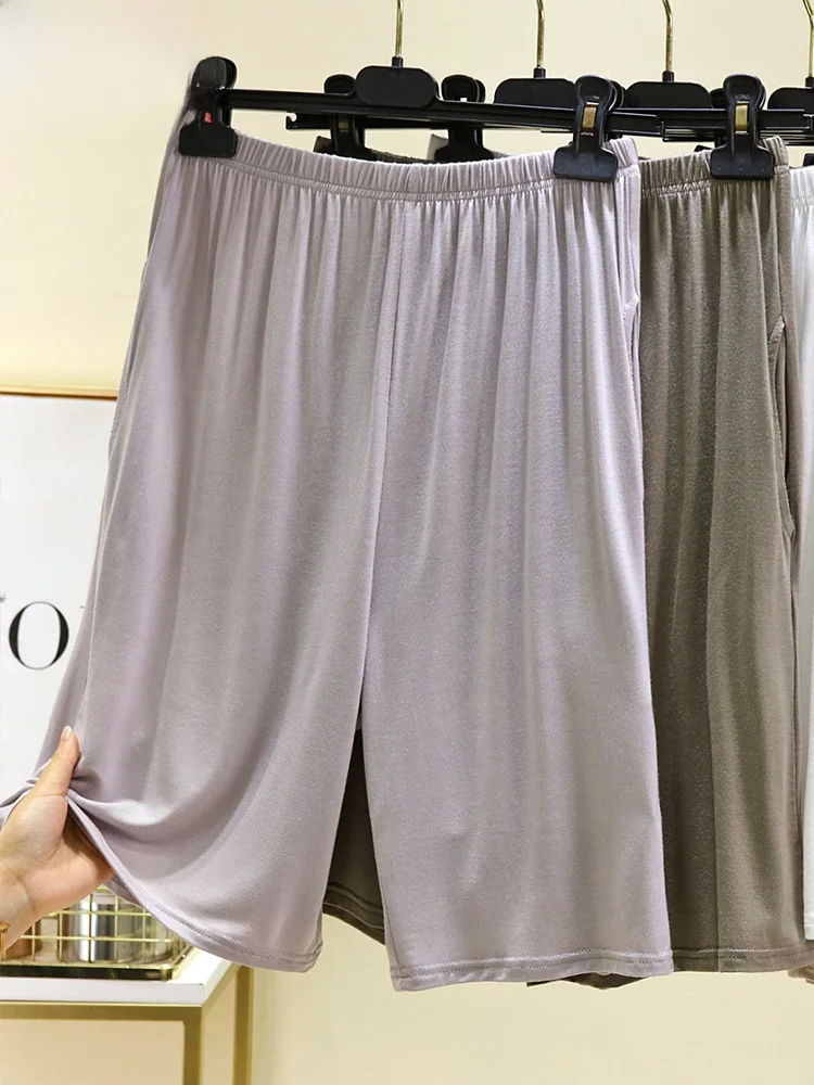 Modale Sleepwear Shorts for Men Home Leisure Cotton Silk Loose Fit mid Waist Briefs Summer New Style Five Parts Large Size