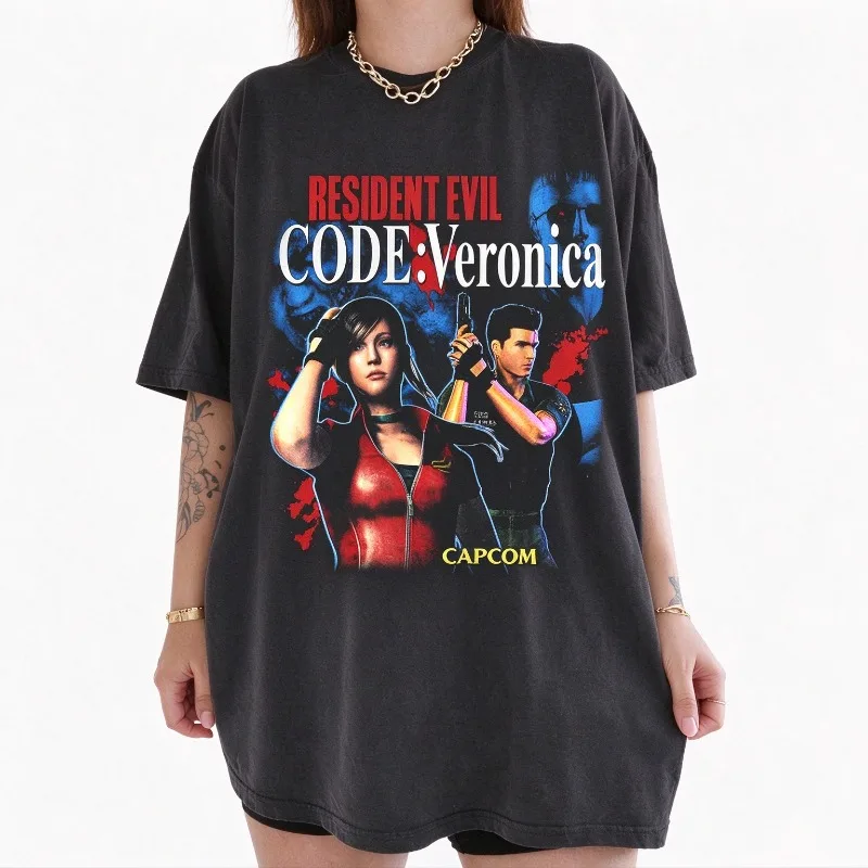 Resident Evil: Veronica X T-shirt - Retro Y2K PS2 Horror Game T-shirt, Suitable for All Seasons, Unisex T-shirt