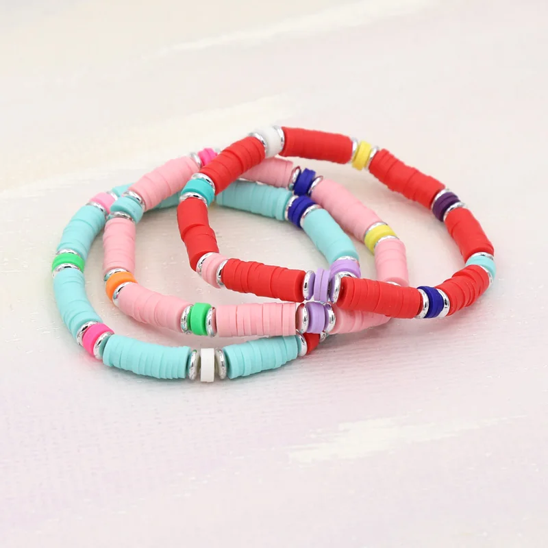 Bohemian Handmade Bracelets for Women Multicolor Clay Beaded Friendship Bracelet Jewelry Gift Wholesale Female Wrist Accessories