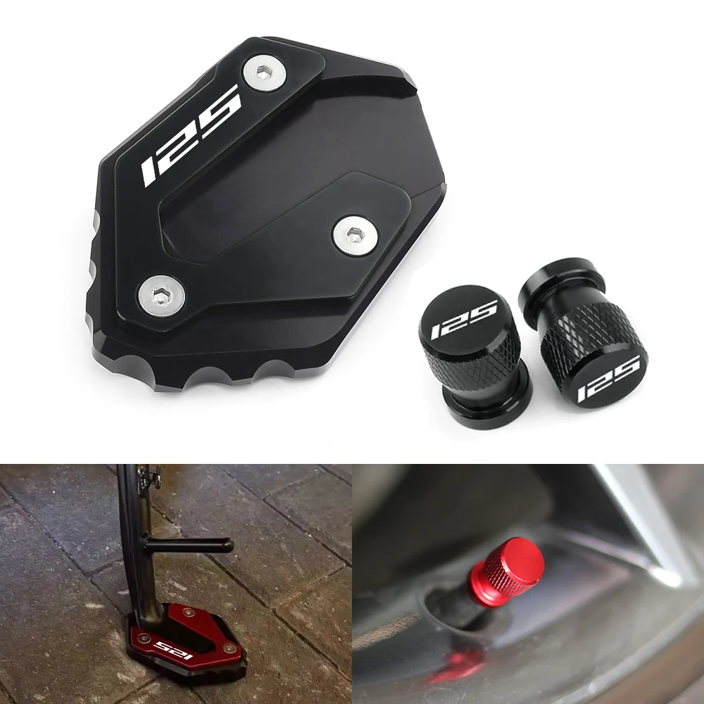 For Yamaha Mt125 Mt 125 Motorcycle Foot Side Stand Kickstand Enlarged Extender Tire Valve Stem Caps Accessories