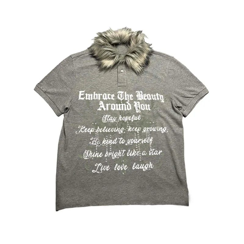 

Новая зимняя женская футболка в стиле Харадзюку Ins, модная уличная футболка с геометрическим принтом, модная толстовка с воротником Мао, готическая одежда Y2k