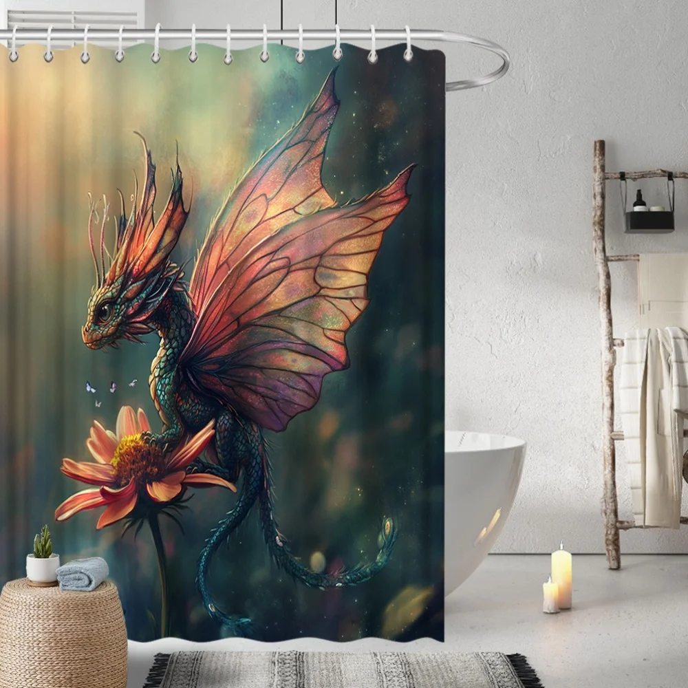 

1pc Butterfly Shower Curtain - Flower, Insect, Butterfly Art Printed Pattern, Suitable for Spring and Four Seasons, Rural Fashio