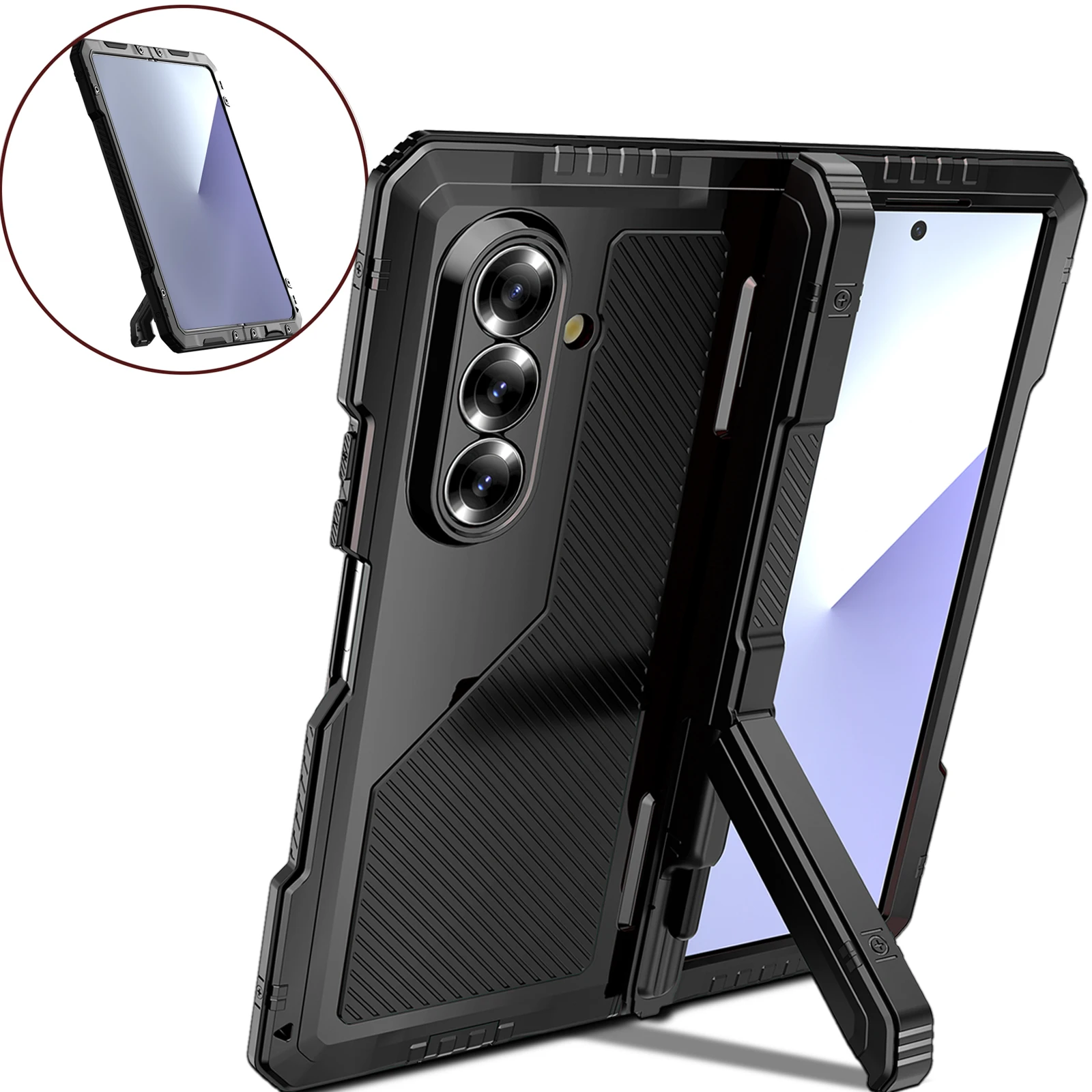 Shellbox For Samsung Galaxy Z Fold 7/fold 6 Metal Phone Case Stand Shockproof And Dropproof Durable