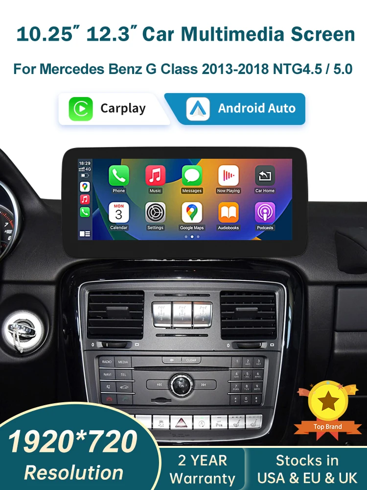 Draadloze CarPlay Android Auto Multimedia Linux NTG4.5 NTG5.0 Systeem Scherm voor Mercedes-Benz G Klasse W463 2013-2018 - afbeelding 2