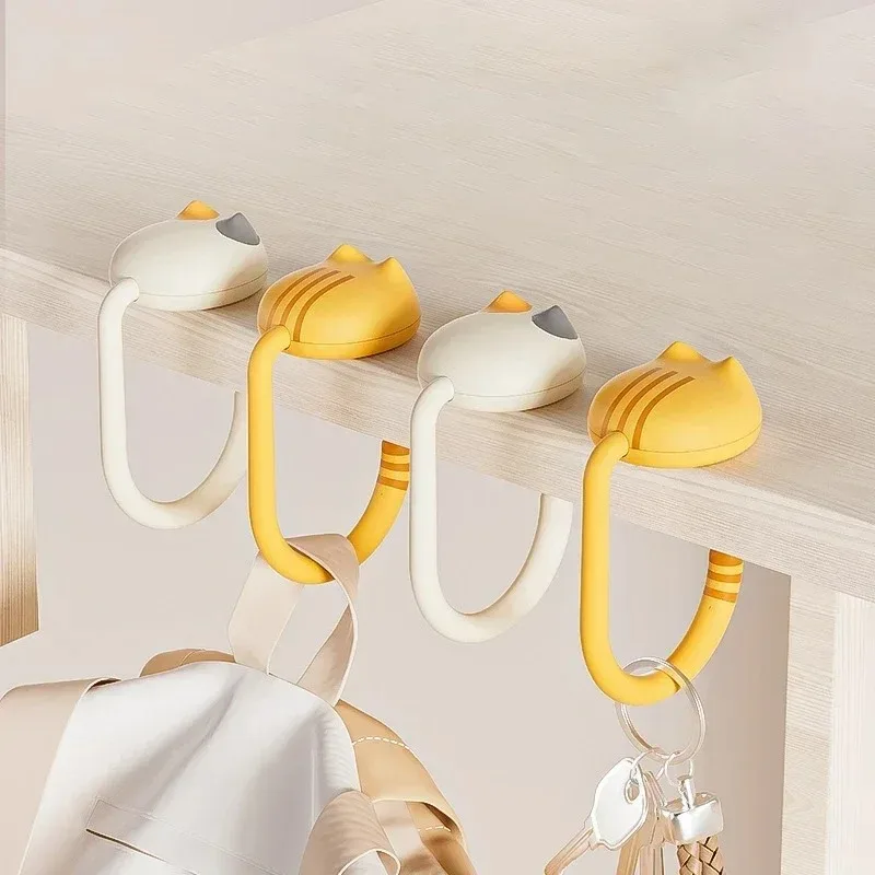 Colgador de bolsa de gatos Kawaii, ganchos ajustables para bolsa, soporte para bolso lateral de mesa, soporte de almacenamiento para bolsa de viaje, organizadores de escritorio para el hogar y la Oficina