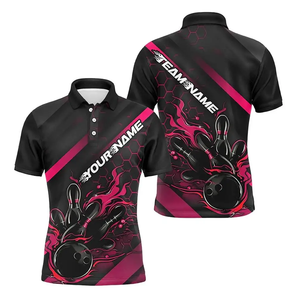 البولينج طباعة فريق مخصص قميص بولو نادي التدريب قصيرة الأكمام تنفس موحدة جيرسي تخصيص قمصان غولف للرجال