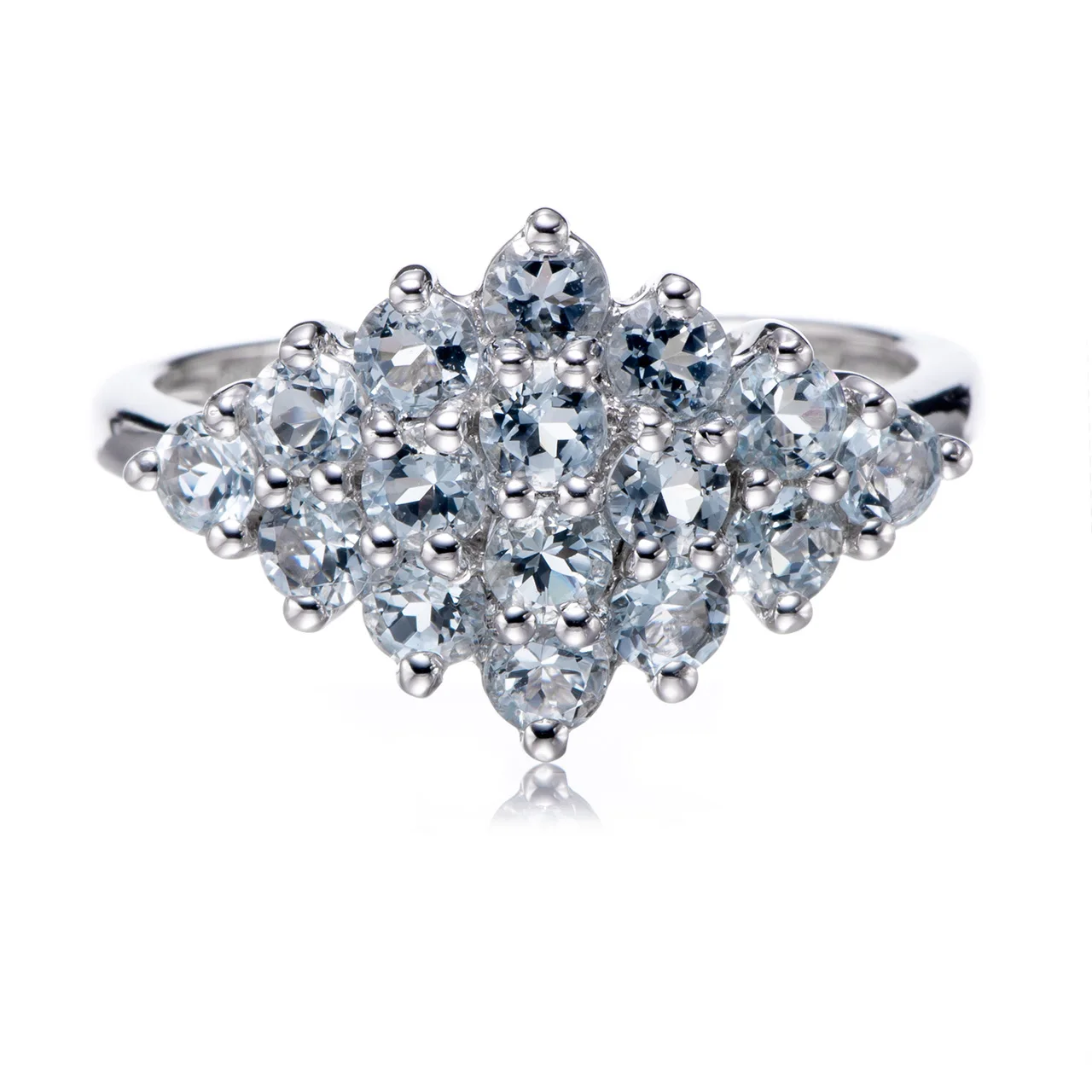 

Кольцо из стерлингового серебра с аквамарином и родием