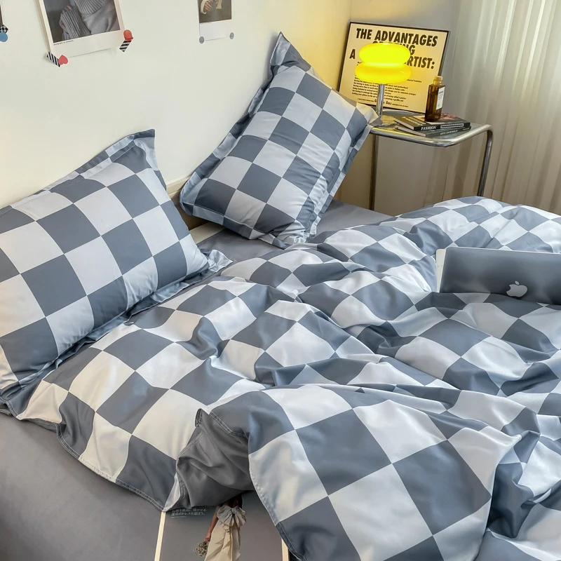 Einfache, karierte, bedruckte, geometrisch gemusterte, rechteckige Kissenbezüge mit Umschlagmuster, 2 Stück, 48 x 74 cm, Kissenbezug für Erwachsenenbett – Detail 7