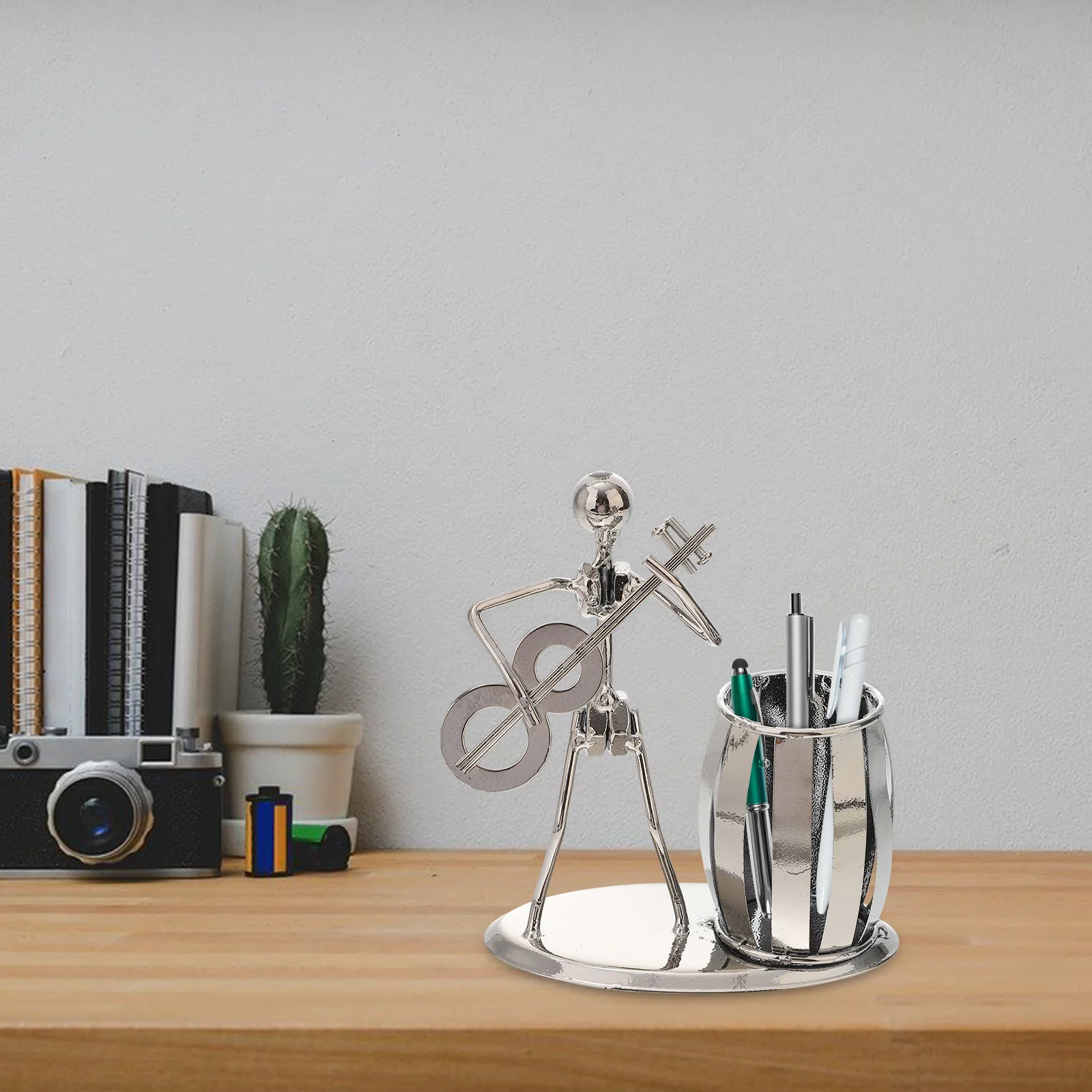 Uchwyt na długopisy w kształcie gitary, żelazny, dekoracyjny, akcesoria na biurko, prezenty dla muzyków, prezenty dla nauczycieli muzyki, organizer na długopisy na biurko