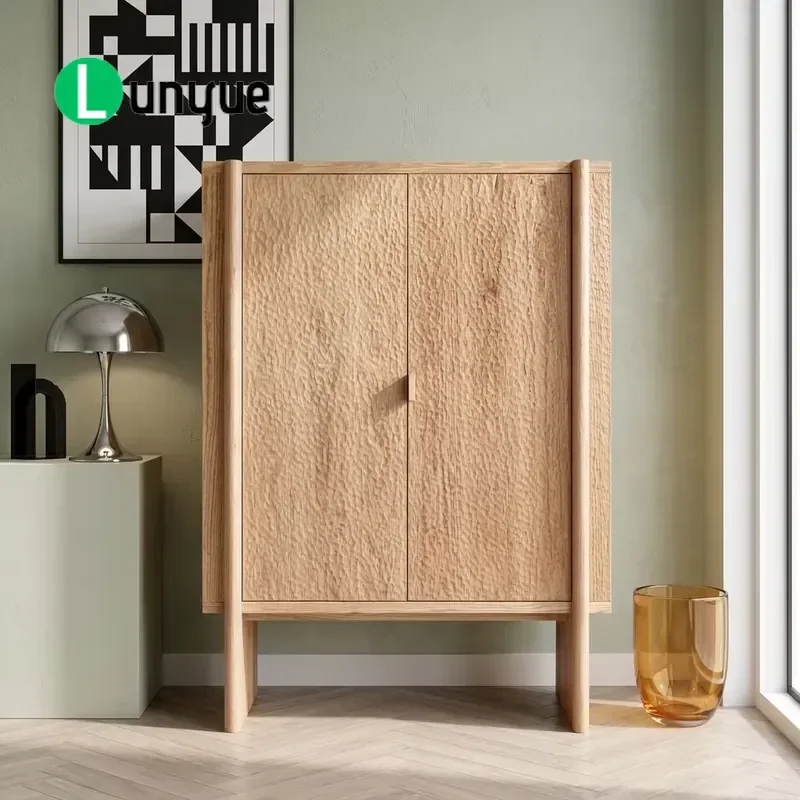 Medieval American Art Hammer Pattern Solid Wood Side Cabinet Retro Streamline Texture Simple Storage Furniture Customizable