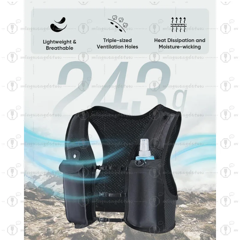 Unisex Lightweight Breathable Hydration Vest, Adjustable Running Backpack with Pockets for Cross-Country Hiking