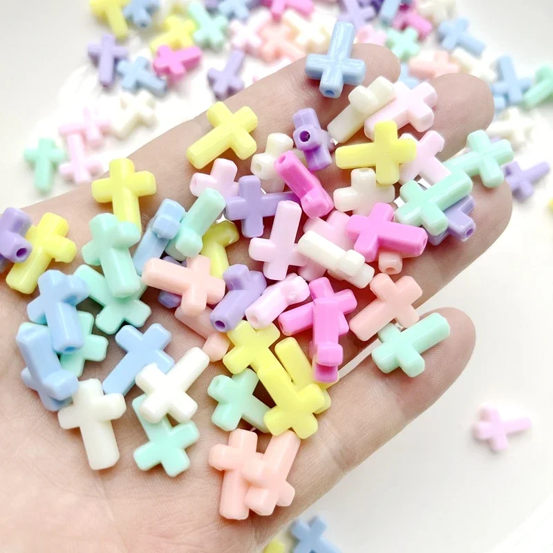 

DIY Fashion Jewelry New Solid Acrylic Straight Hole Beads 15 * 12mm Acrylic Cross Pendant Manufacturing Accessories 30pcs/lot