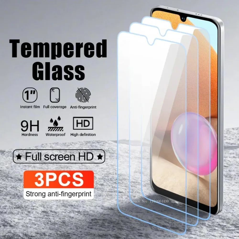 Película protetora de vidro para smartphone, 3 unidades, para samsung galaxy a04 a14 4g a24 4g a34 a54 5g protetor de tela de telefone a05s a15 a25 a35