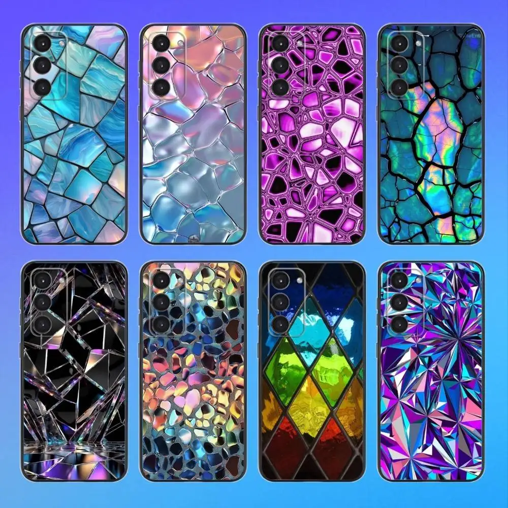 

Colorful Glass Phone Case For Samsung A73,A72,A71,A70,A53,A52,A51 Black Soft Case