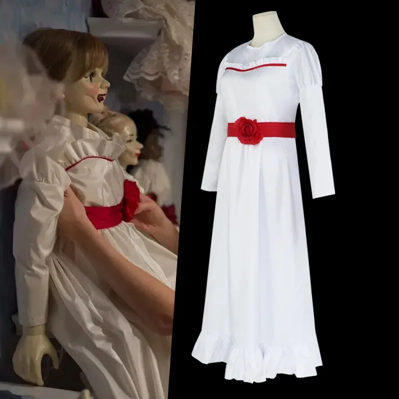 2025 aaa Terrifying Bride's Chachi Annabelle Cosplay Wig Summoning Doll Mask Woman Girl Evil Halloween Horror Costume