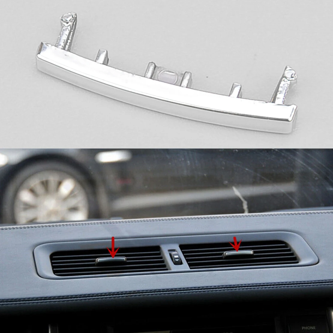 A/C Vent Outlet Paddle Trim Strip Fit for Land Rover Range Rover 2007 2008 2009 2010 2011 2012 Chrome Style ABS