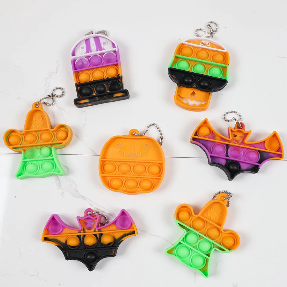 5Pc Halloween Ghost Pumpkin Antistress Pop Fidget Toy Keychain for Kids Adult Birthday Party Favors Halloween Gift Pinata Filler