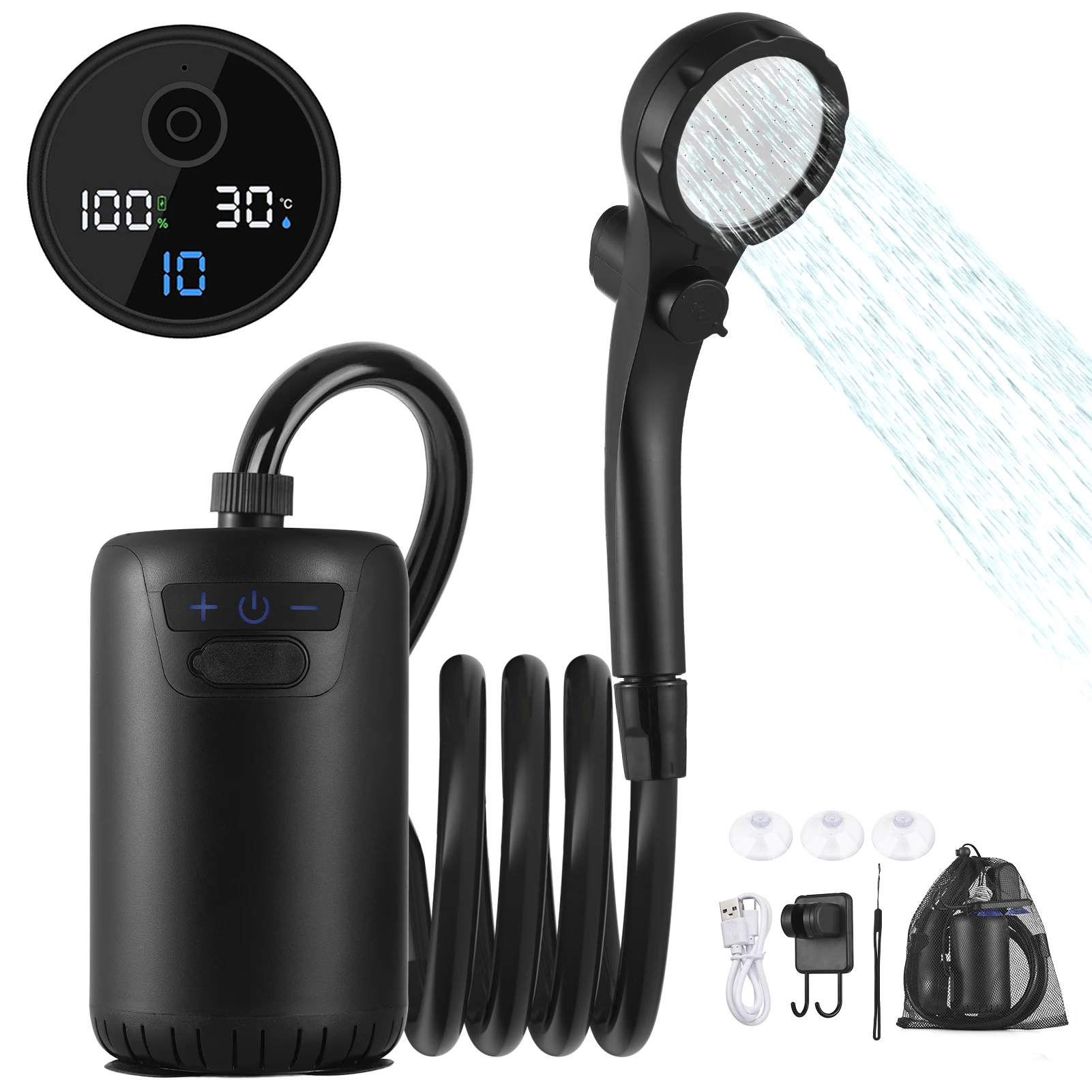 

Hiking Shower Portable Shower Portable Camping Shower Outdoor Shower Electric Shower with Temperature Display for Camping Hiking