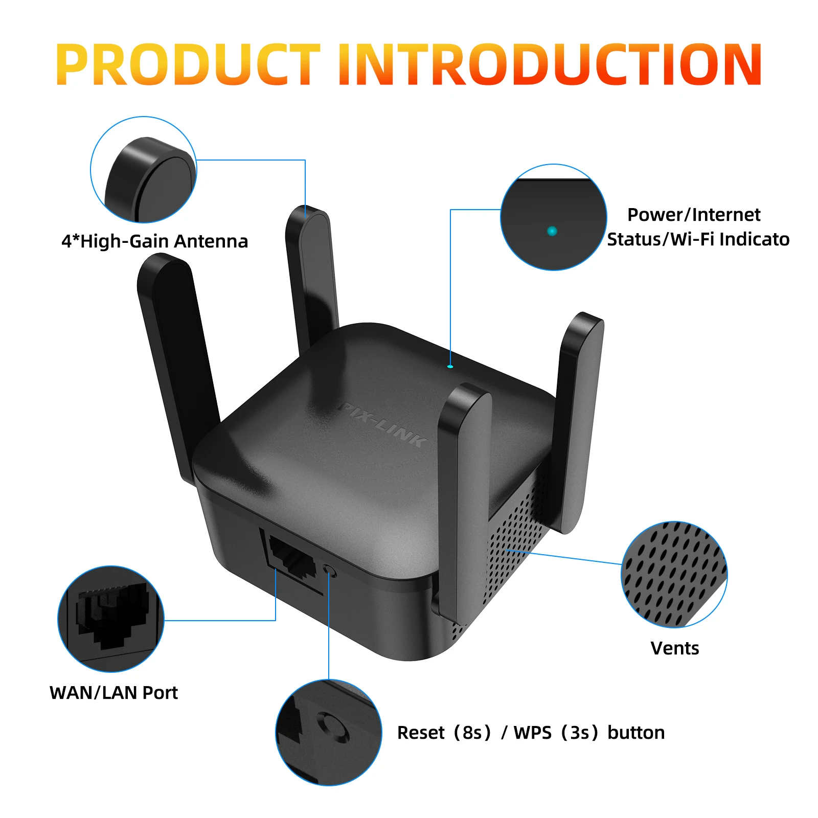 Mini Repeater 2.4G/5G Dual Band Repeater Whole Home WiFi Coverage Booster 1200Mbps PIX-LINK  AP Access Point  AC28