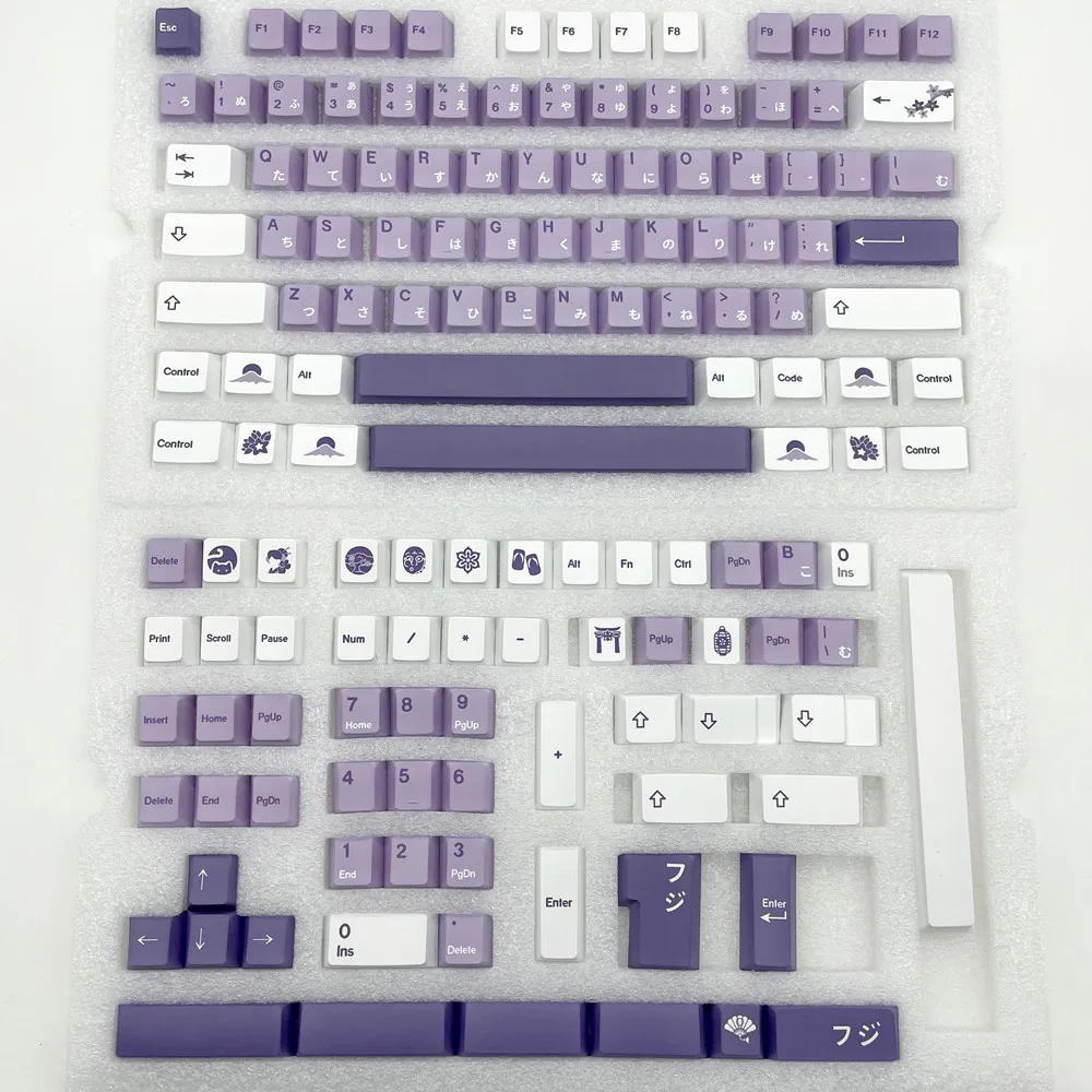 Wisteria Theme Keycap Japanese 140 Keys Cherry Profile Premium 5 Side DYE Sublimation PBT Key Caps For Mechanical Keyboard