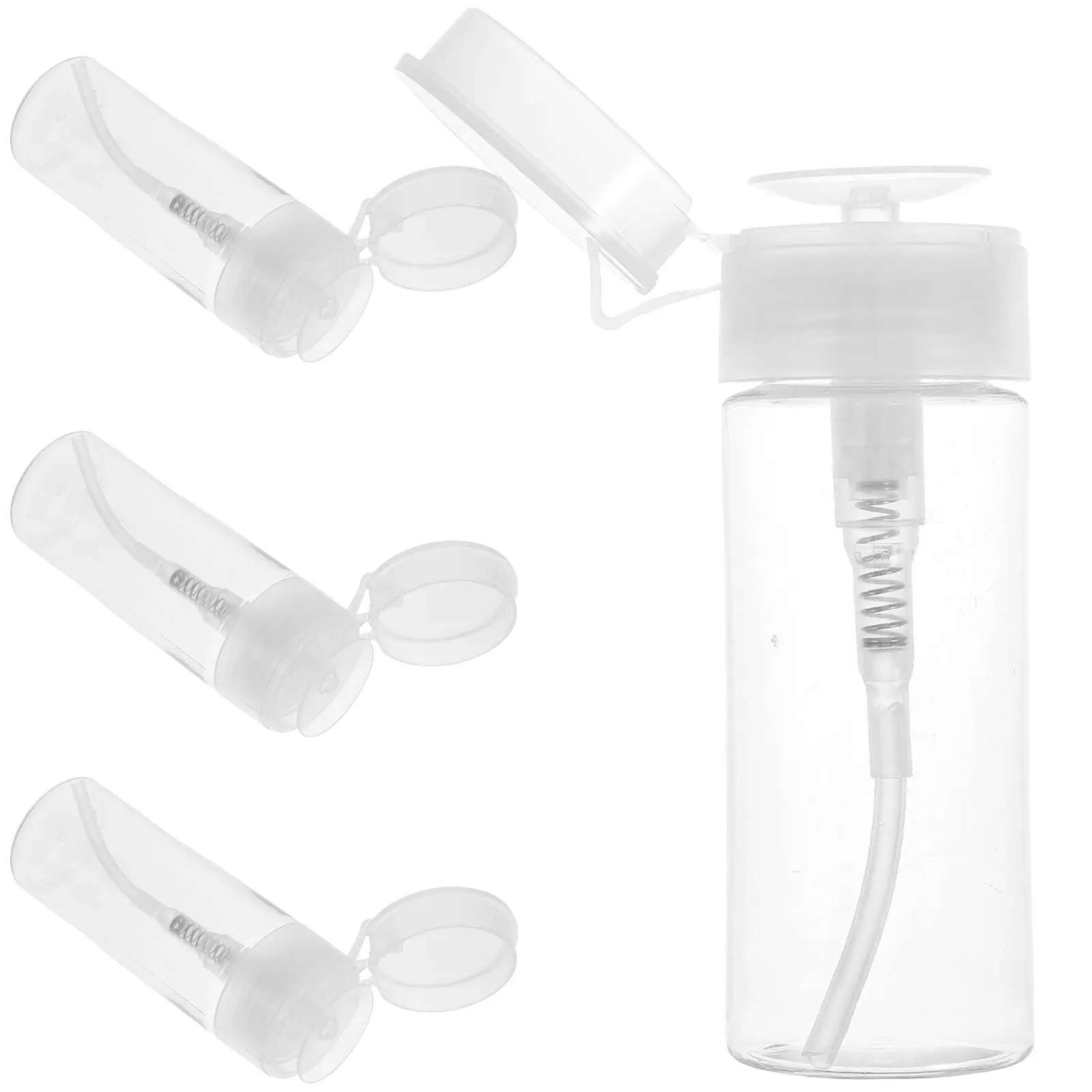 1Set 100Ml Press Bottle for Nail Polish Remover Travel Bottle Liquid Dispenser Reusable Strong Plastic Pump Dispenser for Makeup
