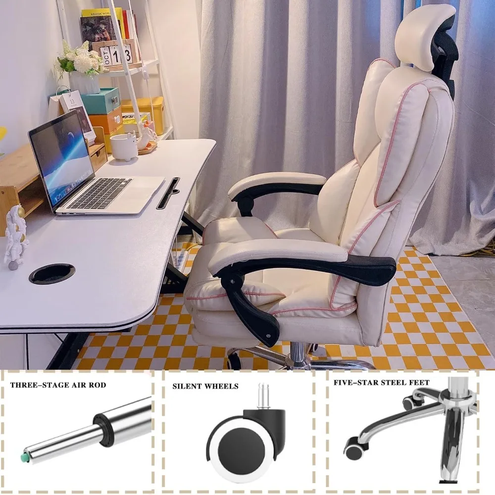 Большое и высокое настольное кресло с подставкой для ног, компьютерное игровое кресло с регулируемой высотой и подголовником для домашнего офиса