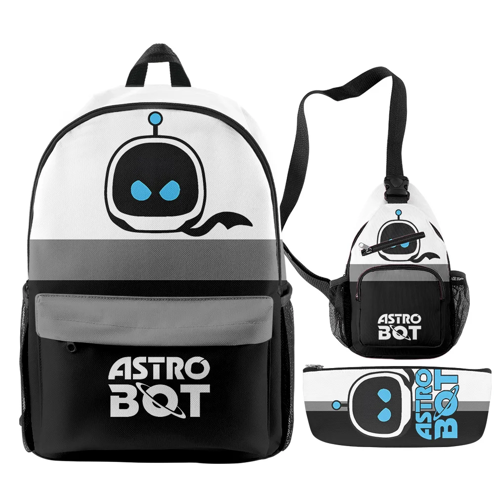 

Hip Hop Popular Funny Novelty astro bot 3D Print 3pcs/Set pupil School Bags Travel Laptop Backpack Chest Bag Pencil Case