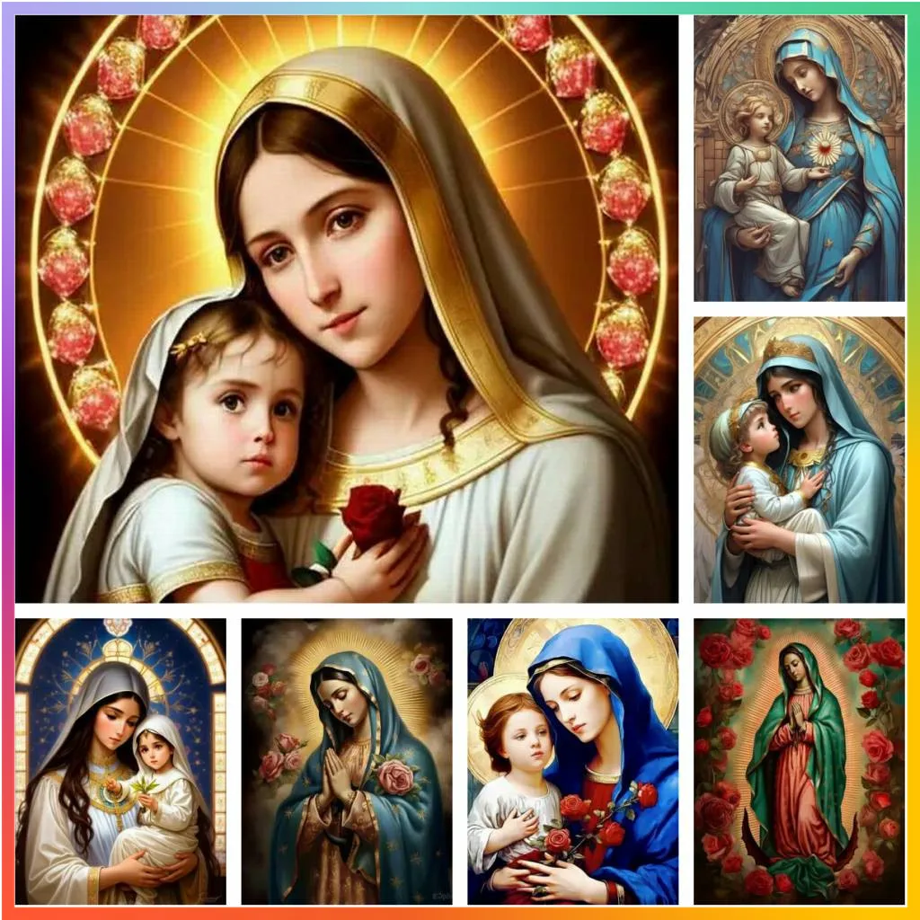 Virgin Mary Prays J Crafts Artificial Embroidery Stitch Mosaic Art 5d Diamond Painting Kids Handcraft Gift Garden