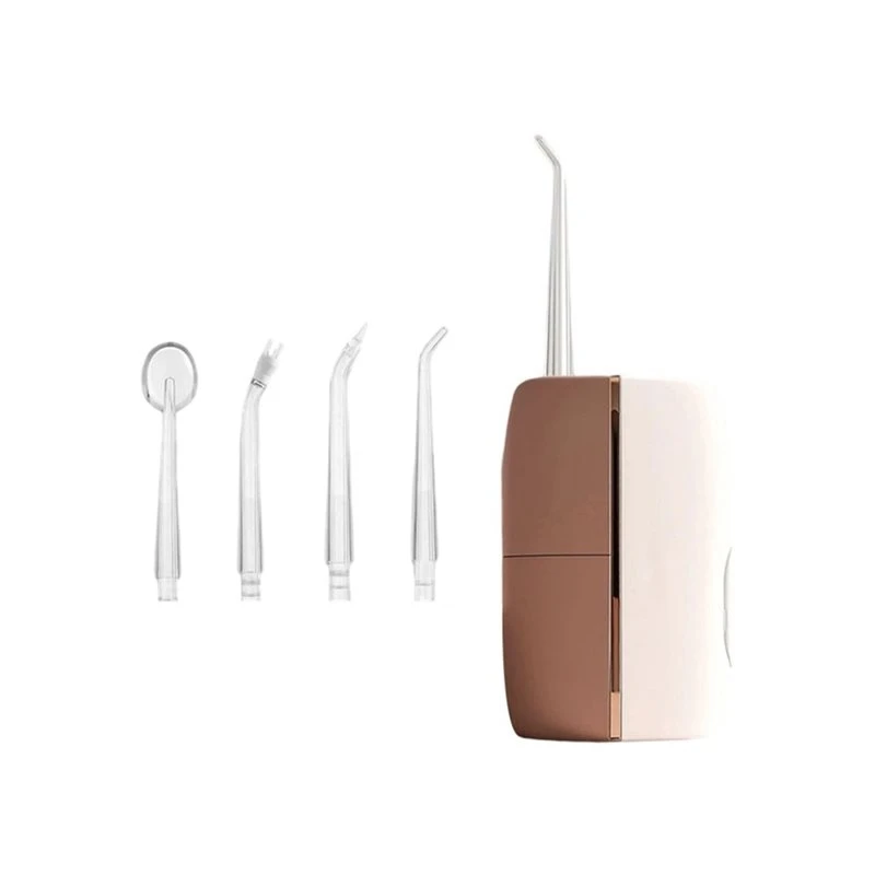 B82B-Portable Water Flosser For Travel, Mini Cordless Oral Irrigator With 4 Pulse Modes, Ideal For Home & Offices Brown