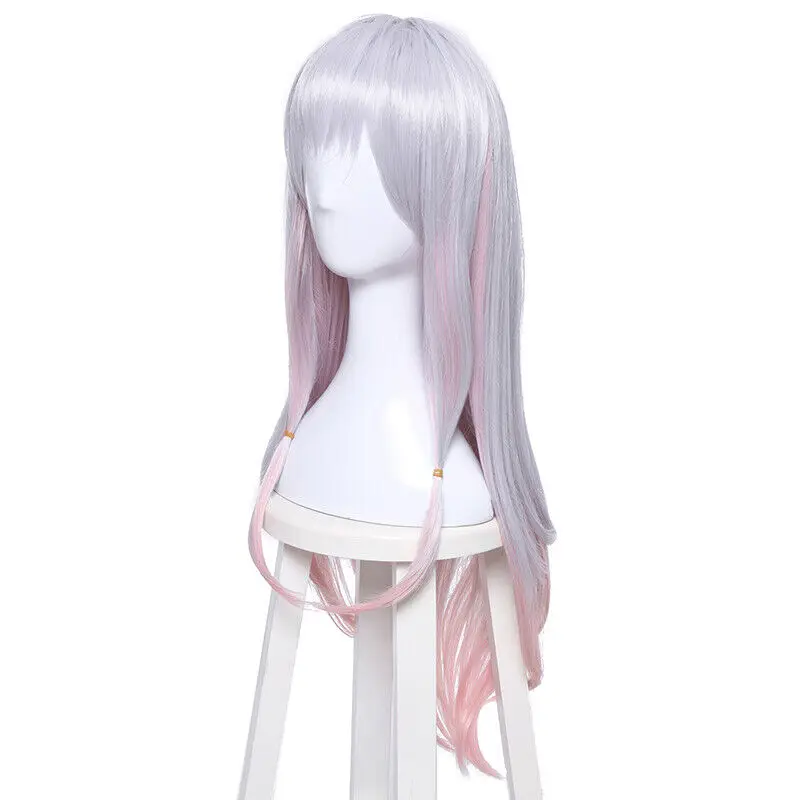Eromanga Sensei Izumi Sagiri Cosplay Wigs Long Gray Mixed Pink Hair image 4