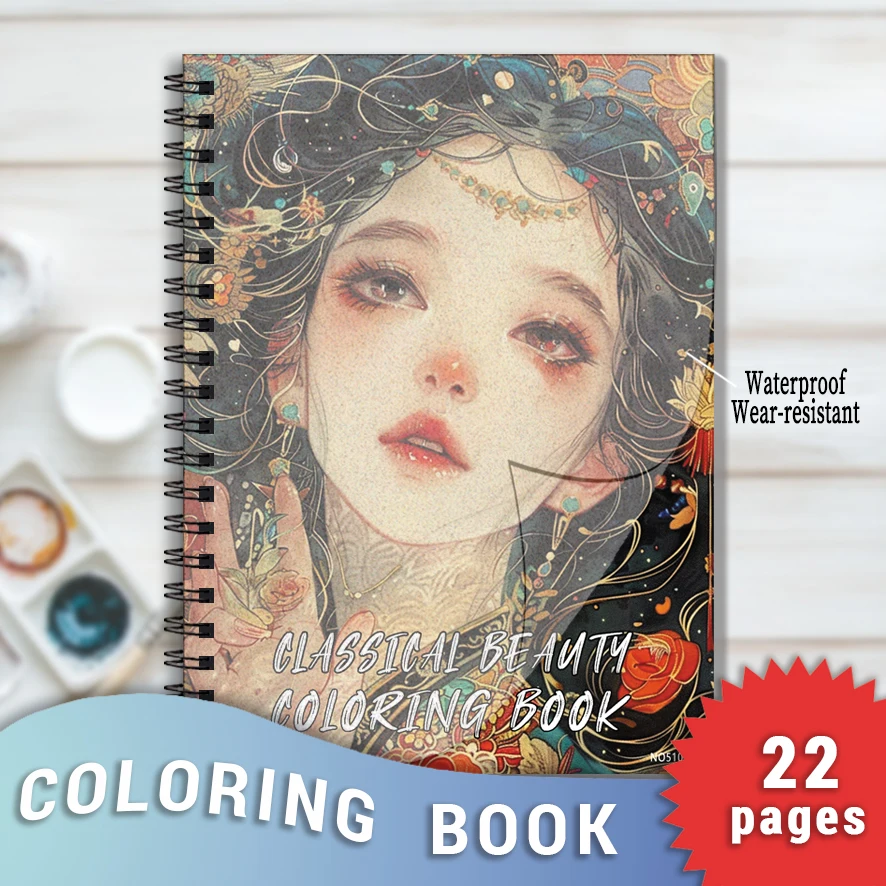 

Vintage Beauty Coloring Book for Adults - 8.3 x 11.2 inches 22 pages character coloring book - helps relieve stress and emotions