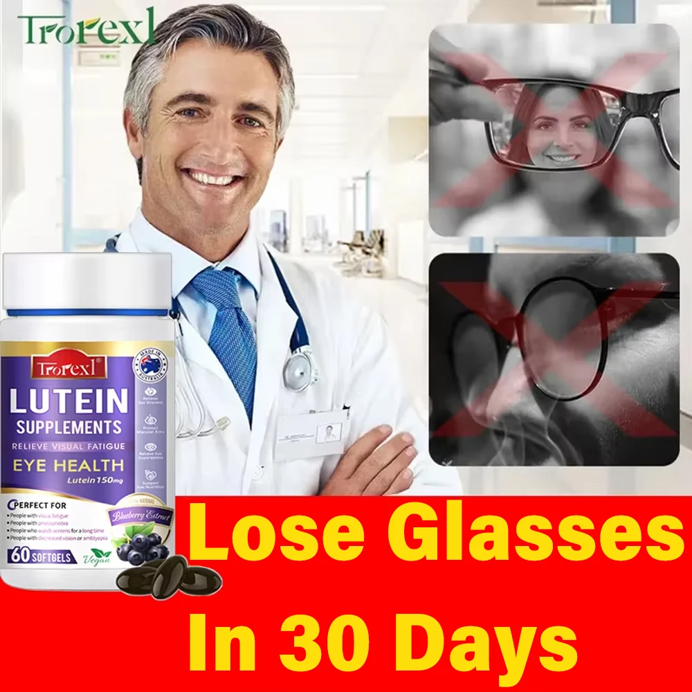 Trorexl Eye Vitamins with Lutein,bilberry Extract for Eyestrain,Dry Eyes,and Vision Health,vision Restoration and Myopia Support