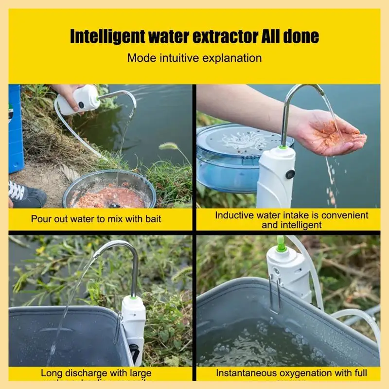 

3 In 1 Outdoor Fishing Oxygenation Air Pump USB Intelligent Sensor Water Oxygen Pump Portable Smart LED Light Durable -Black