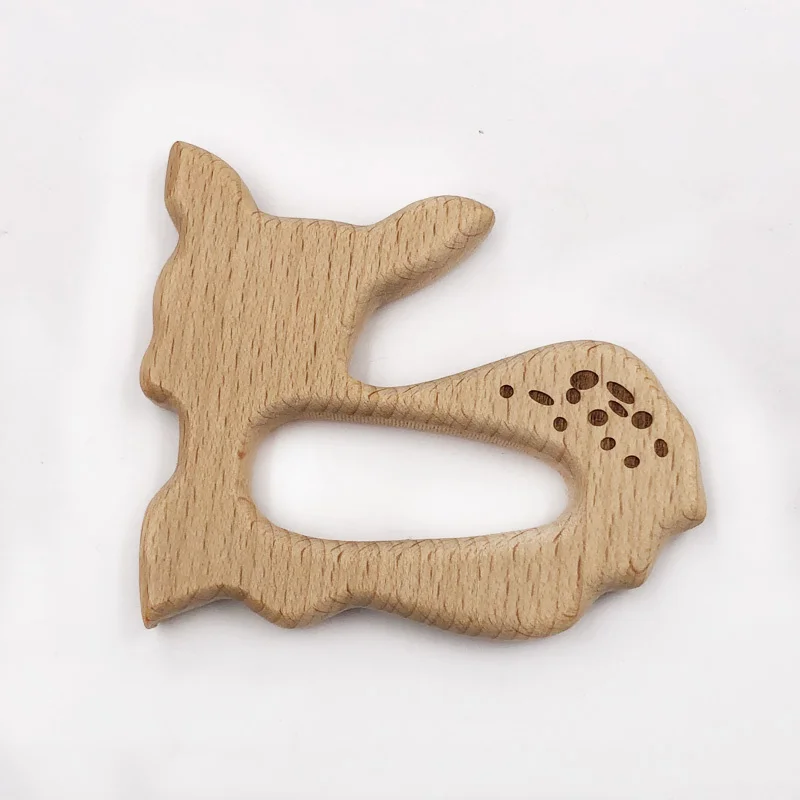 Set de 3 unidades de juguetes artesanales, cuentas de madera, elefante, gato, juguetes para masticar, accesorios de enfermería, pulsera/collar, colgante, juguetes artesanales