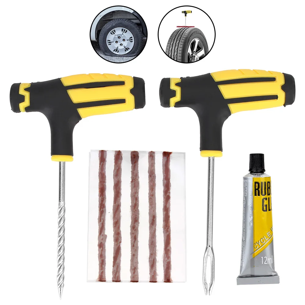 Tire Repair Kit Studding Tool Set Car Tire Repair Tool Car Accessories Auto Bike Tubeless Tire Cement Tool Puncture Plug