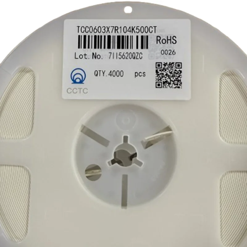 100PCS Neue Original chip kondensator 0603 100NF 104K 10% 50V TCC0603X7R104K500CT