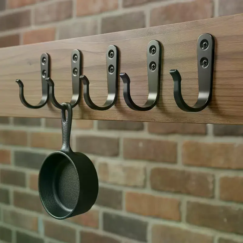 Black White 5/10Pcs Heavy-Duty Iron Coat Hooks With Screws,Anti-Rust Wall Mounted For Home Office Industrial