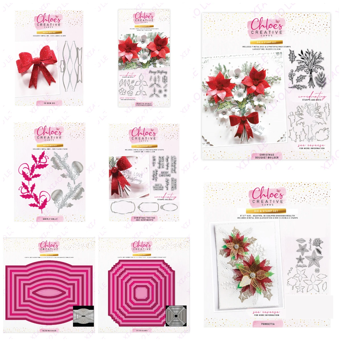 

Metal Cutting Dies and Clear Stamps Scrapbooking Craft Supplies DIY Make Photo Album Embossing Christmas Bouquet Builder 3D Bow