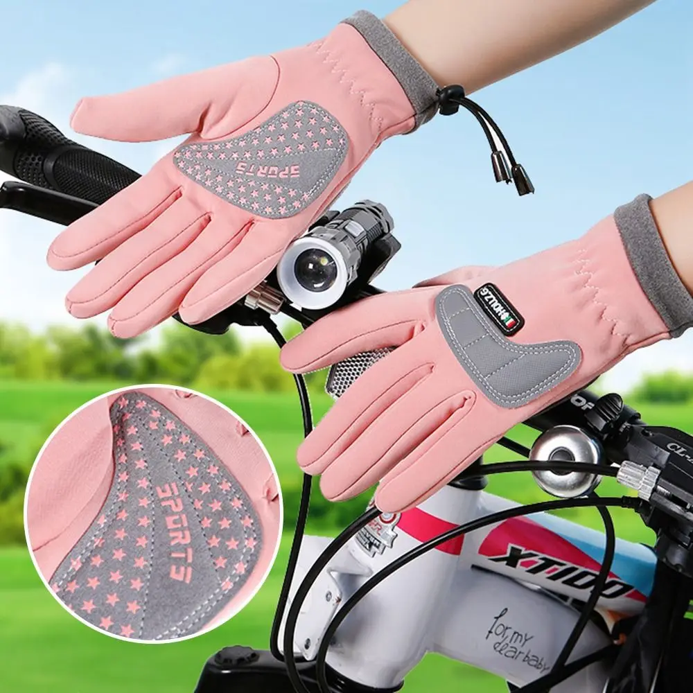 الرباط ركوب الدراجات قفازات الأطفال الدفء رشاقته في الهواء الطلق اللعب قفازات الخريف الشتاء نمط الصوف مبطن