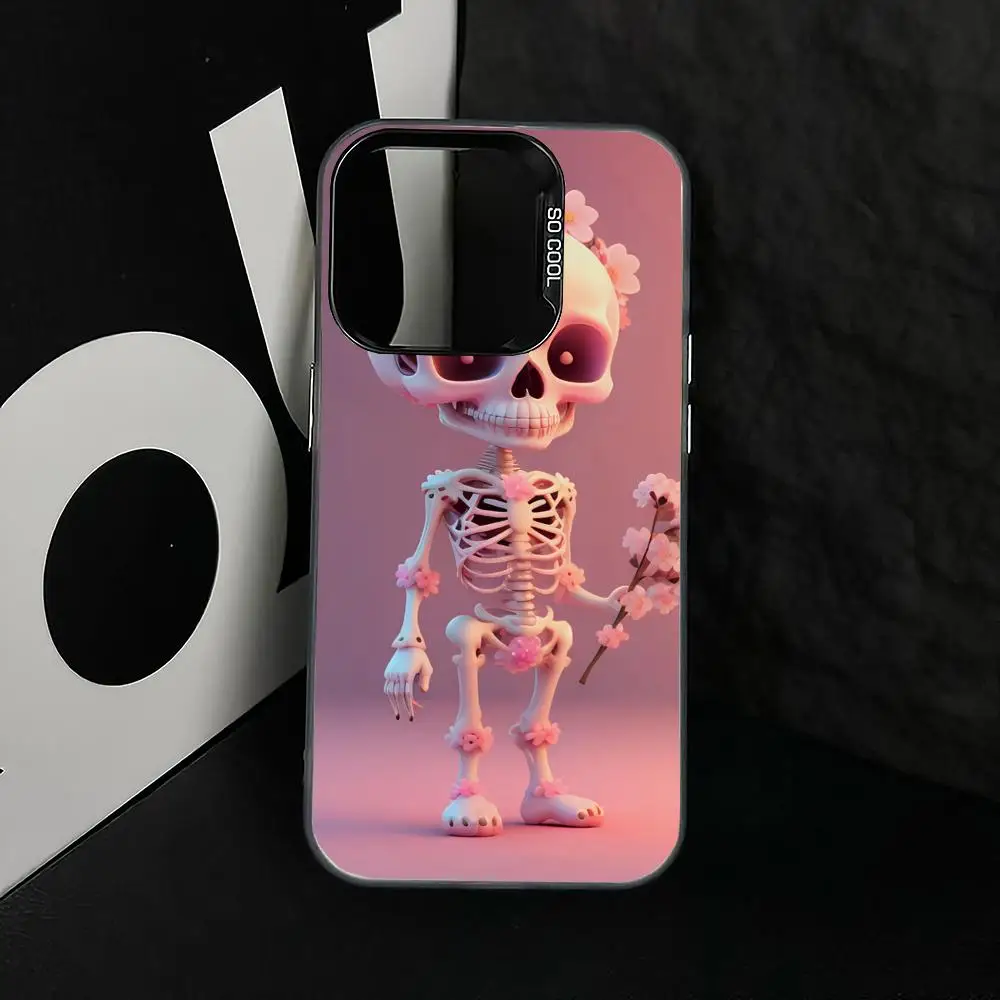 

Pink skull case for iPhone17 16 15 14 13 12 11 Pro/ Max/Plus shock-proof rear cover anti-fingerprint