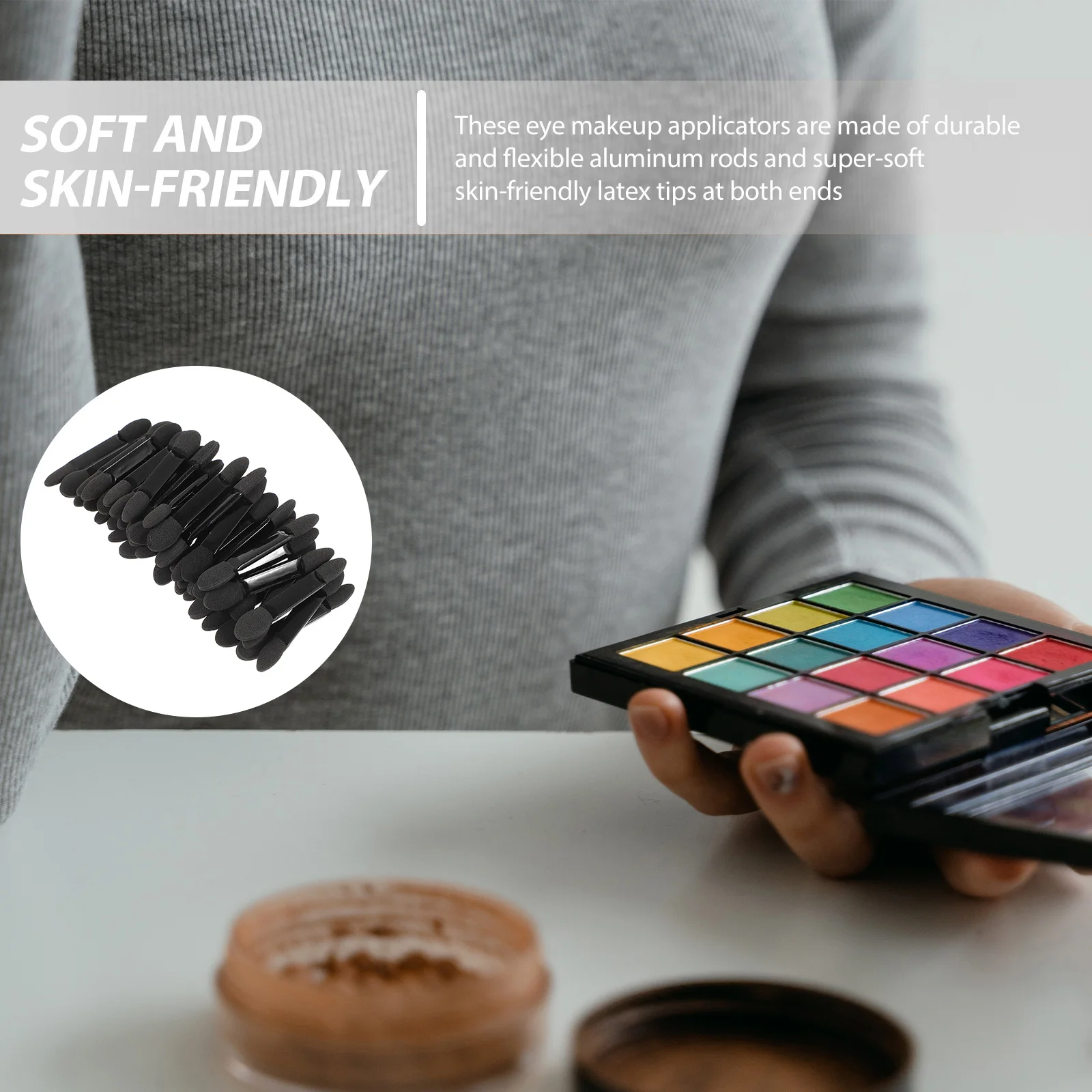 

50pcs Eyeshadow Stick Makeup Brushes Sponges Applicator Brow Eyeliner Tools Lightweight Durable For Women Travel Party Daily