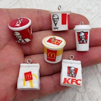 10pcs/Lot Resin 3D Food Hamburg French Fries Charms For Bracelets Earring Jewelry Making DIY Craft Pendants