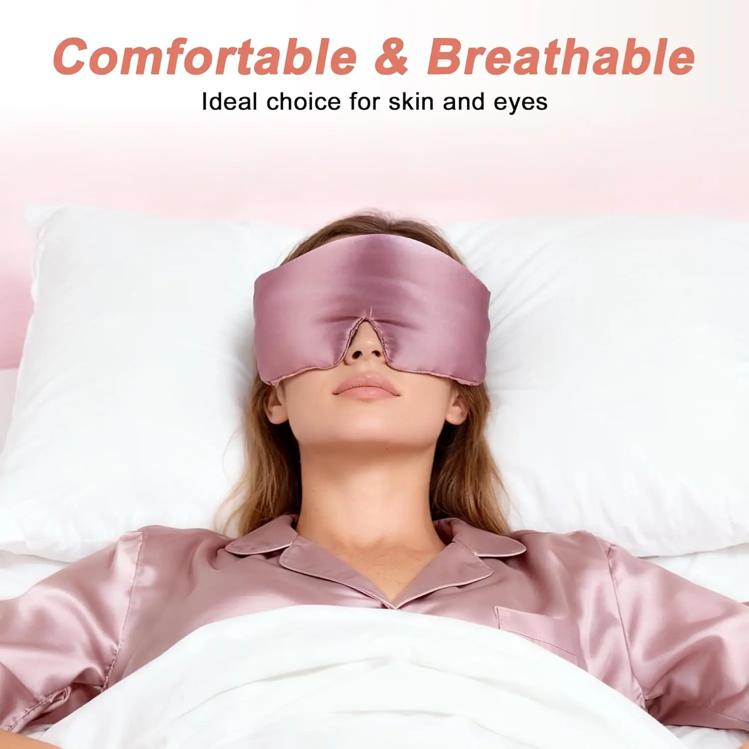 Mulberry Silk Sleep Eye Mask Blackout Breathable Contoured Sleeping Mask for Women Men Adjustable Travel Rest Eye Cover
